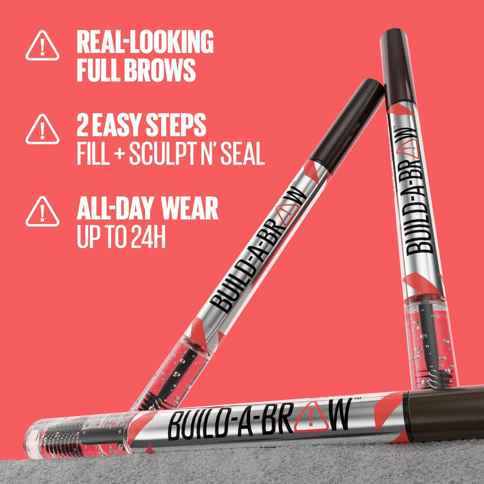 2 PACK - Maybelline Build A Brow Pen & Sealing Eyebrow Gel - 257 Medium Brown