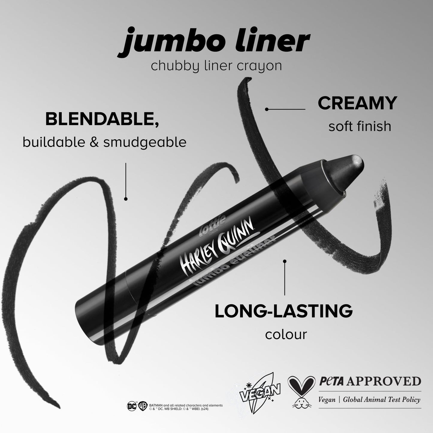 2 PACK - Lottie London x Harley Quinn Jumbo Eyeliner Crayon Black LHQ008 