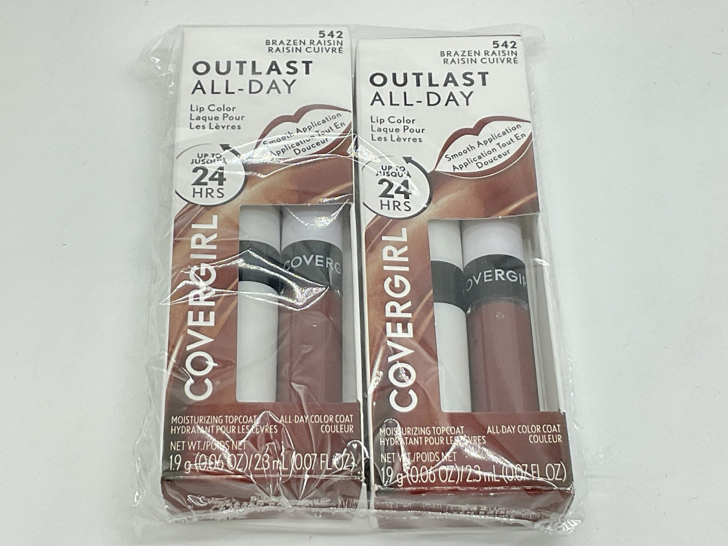 2 PACK - Covergirl Outlast All-Day Lip Color With Topcoat, 542 Brazen Raisin