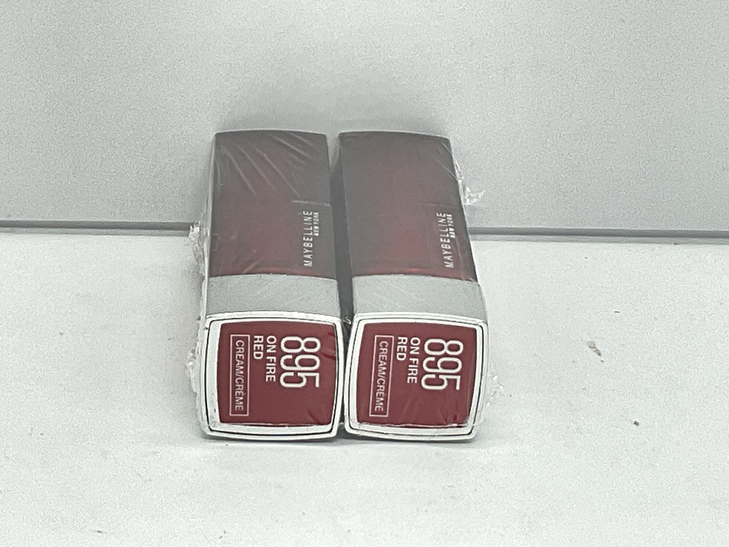 2 PACK - Maybelline Color Sensational Lipstick Cream Finish - 895 On Fire Red