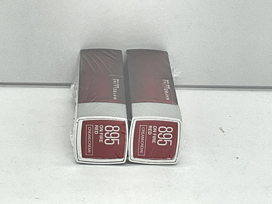 2 PACK - Maybelline Color Sensational Lipstick Cream Finish - 895 On Fire Red