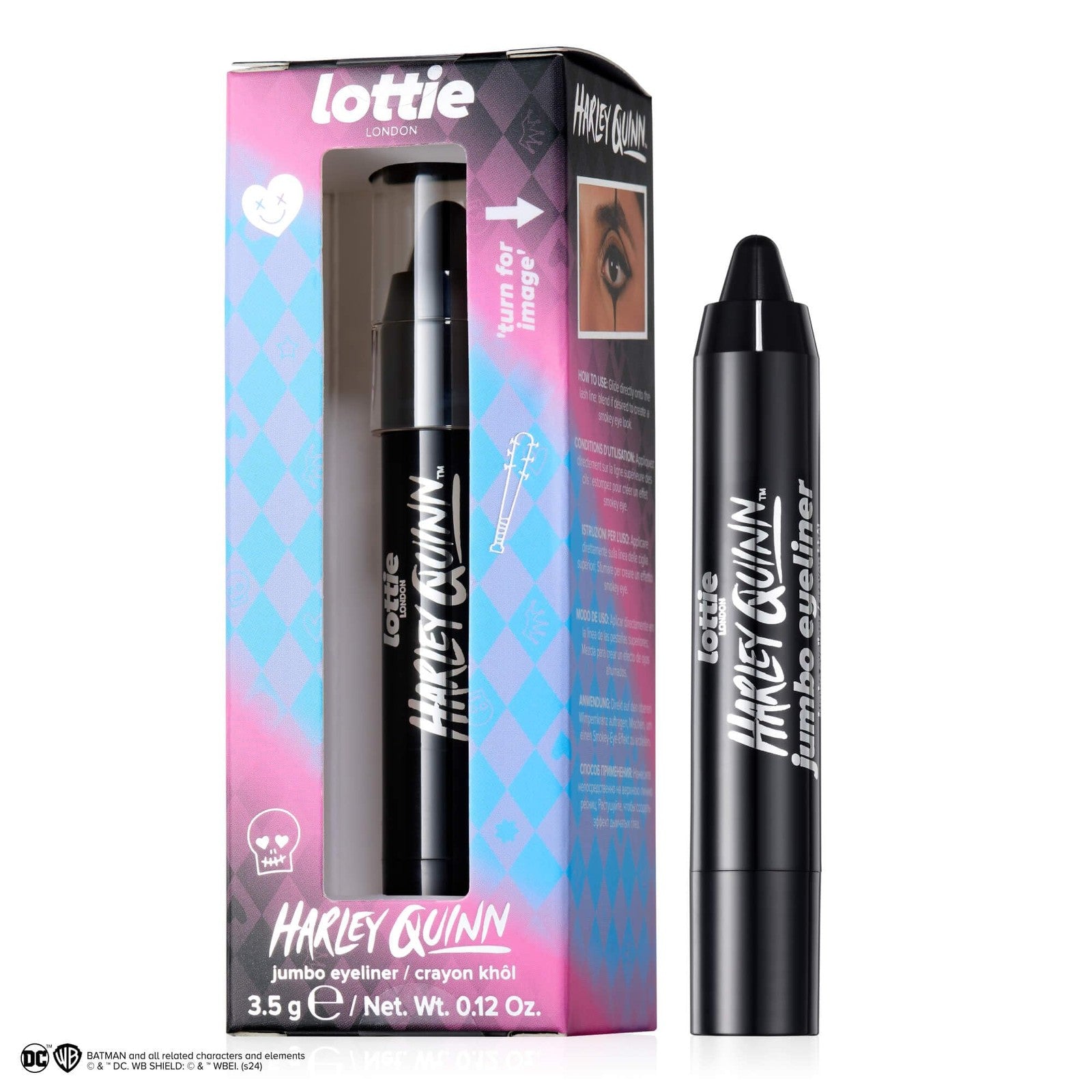 2 PACK - Lottie London x Harley Quinn Jumbo Eyeliner Crayon Black LHQ008 