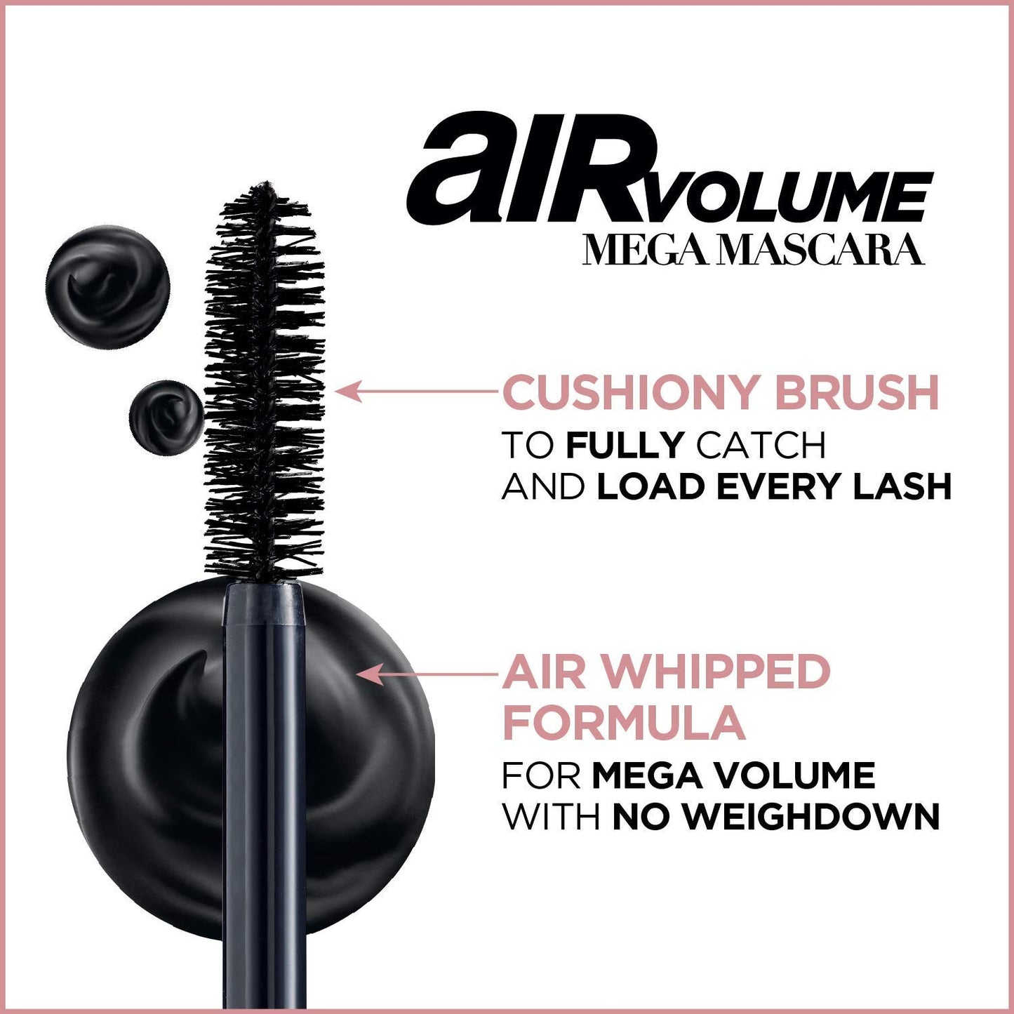 2 PACK - Loreal Air Volume Mega Mascara 0.3 fl oz - 850 Blackest Black