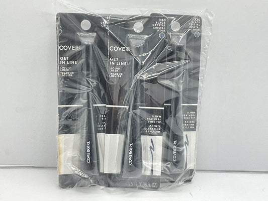 3 PACK - CoverGirl Get In Line Liquid Liner - 330 Black Crystal