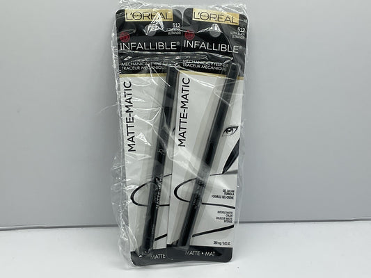 2 Pack L'Oreal Paris Infallible Matte-Matic Mechanical Eyeliner 512 ultra black