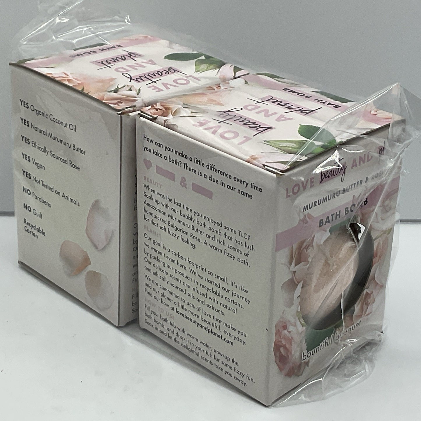2 Pack- Bath Bombs Love Beauty & Planet Murumuru Butter & Rose