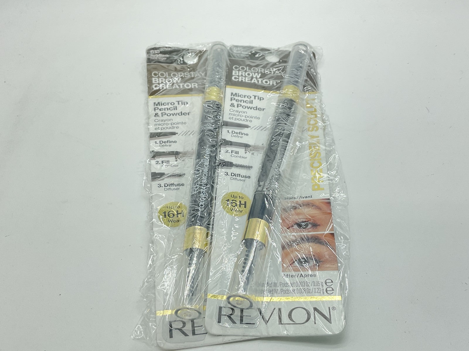 2 PACK - Revlon Colorstay Brow Micro Pencil Powder and Brush - 615 Soft Black