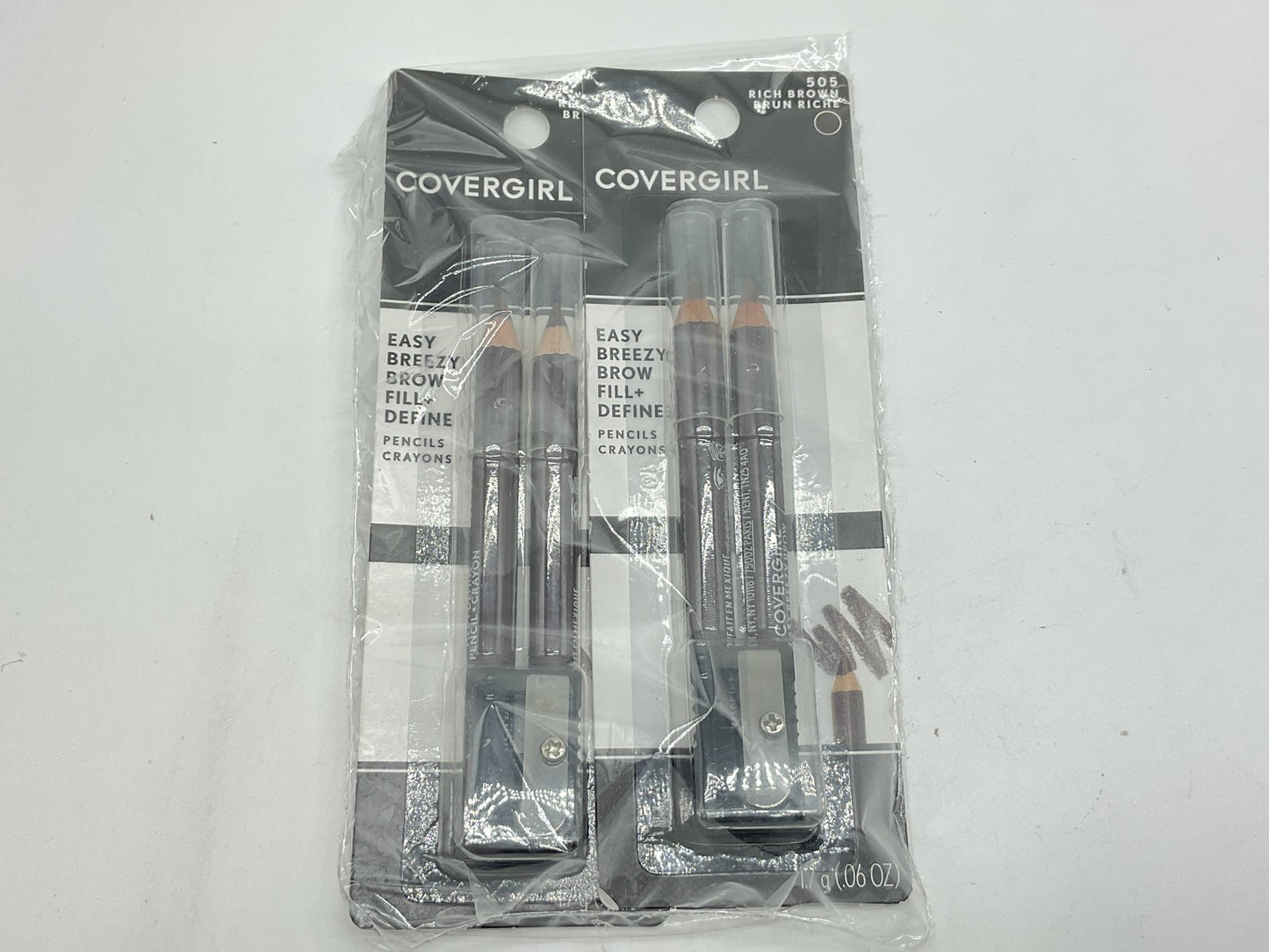 2 PACK - Easy Breezy Brow, Fill + Define Pencils, 505 Rich Brown, 0.06 oz