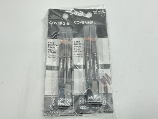 2 PACK - Easy Breezy Brow, Fill + Define Pencils, 505 Rich Brown, 0.06 oz