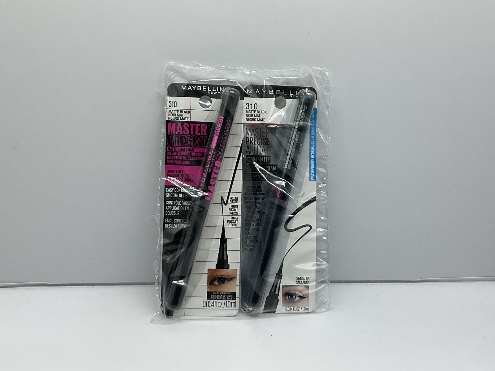 2 Pack Maybelline Master Precise Liquid Eyeliner, Matte Black, 0.034 fl oz