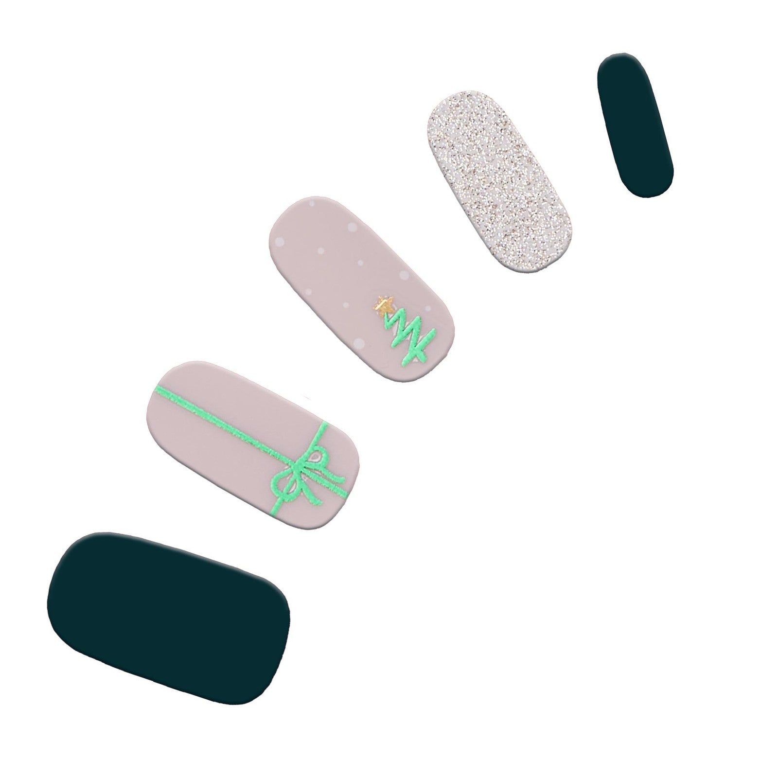 Dashing Diva Gloss Nail Strips Tree Skirt UV Free Chip Resistant - 32 Nail Wraps