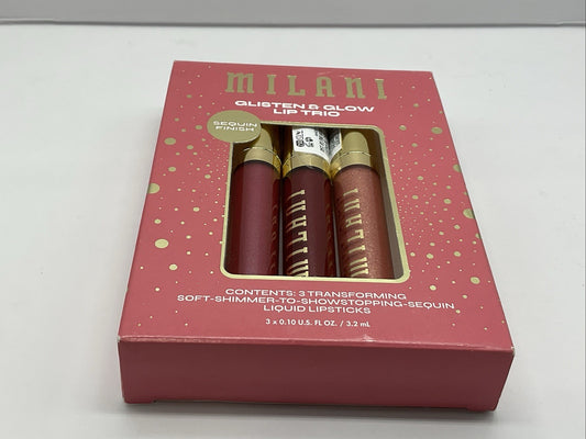 Milani Stay Put Liquid Lip Shimmer Lipstick Trio Glisten + Glow