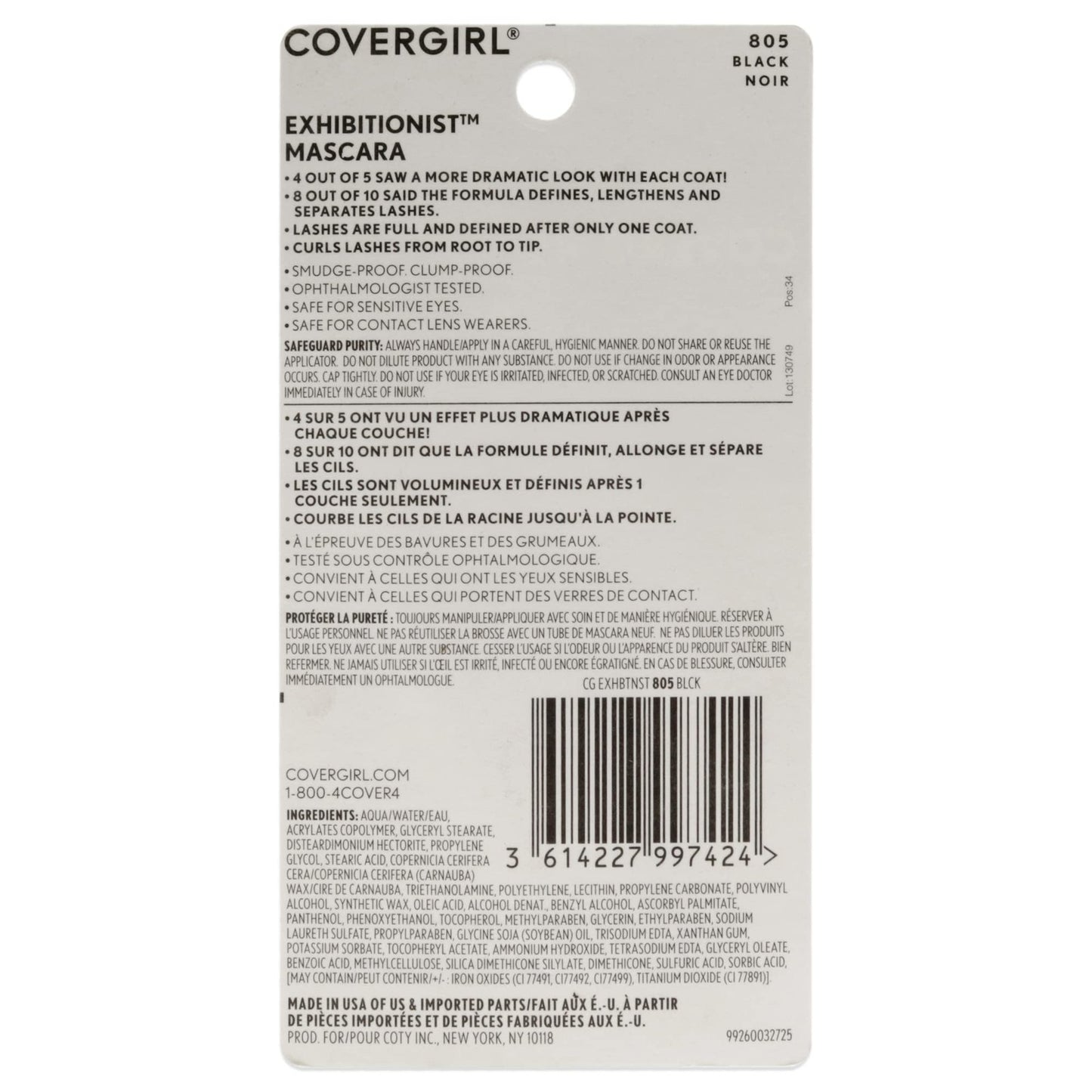 COVERGIRL - Exhibitionist Mascara, Volumizing #805 Black (Z298)