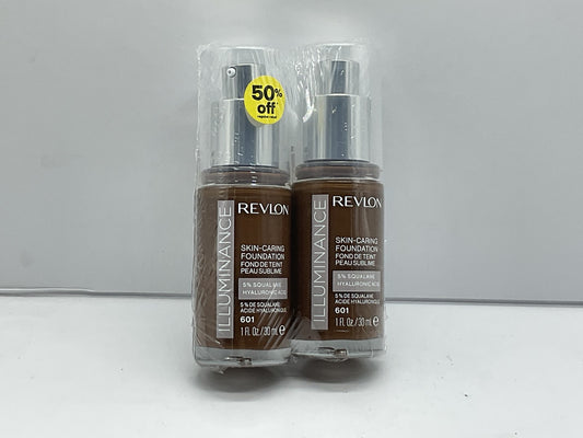 2 PACK - Revlon Illuminance SkinCaring Hyaluronic Acid Foundation 601 SoftNutmeg
