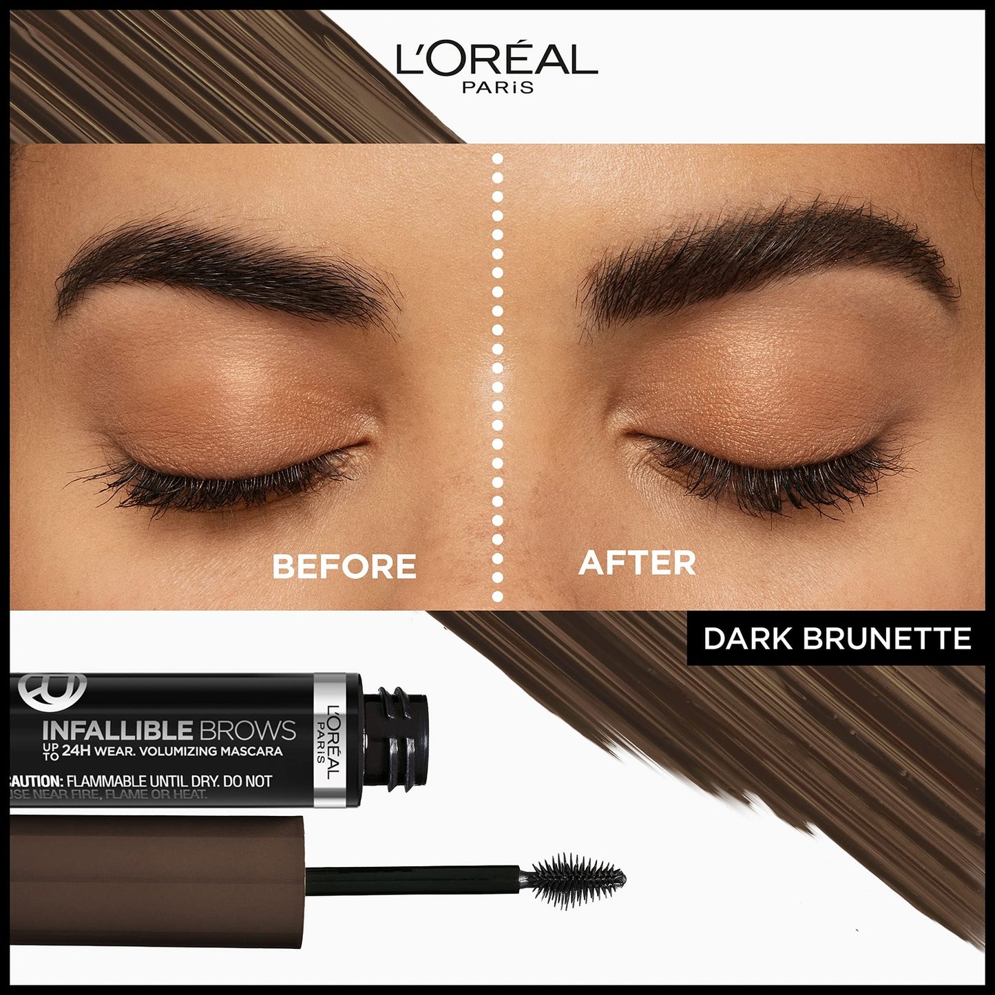 L'Oreal Paris Infallible Volumizing 24H Wear Brow Mascara, Long Lasting Eyebrow 