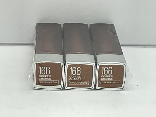 3 PACK - Maybelline Color Sensational Lipstick Cream Finish - 166 Copper Charge