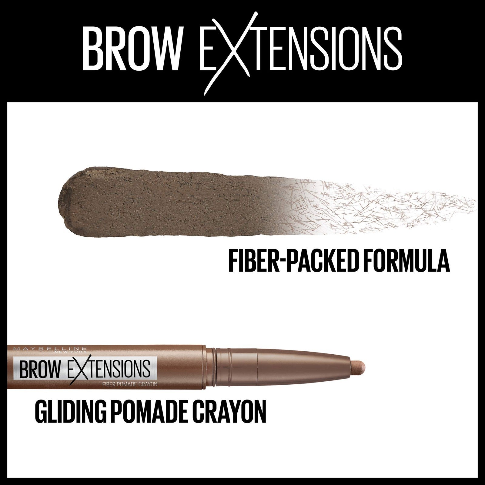 Maybelline Brow Extensions Fiber Pomade Crayon Eyebrow Makeup - 260 Deep Brown