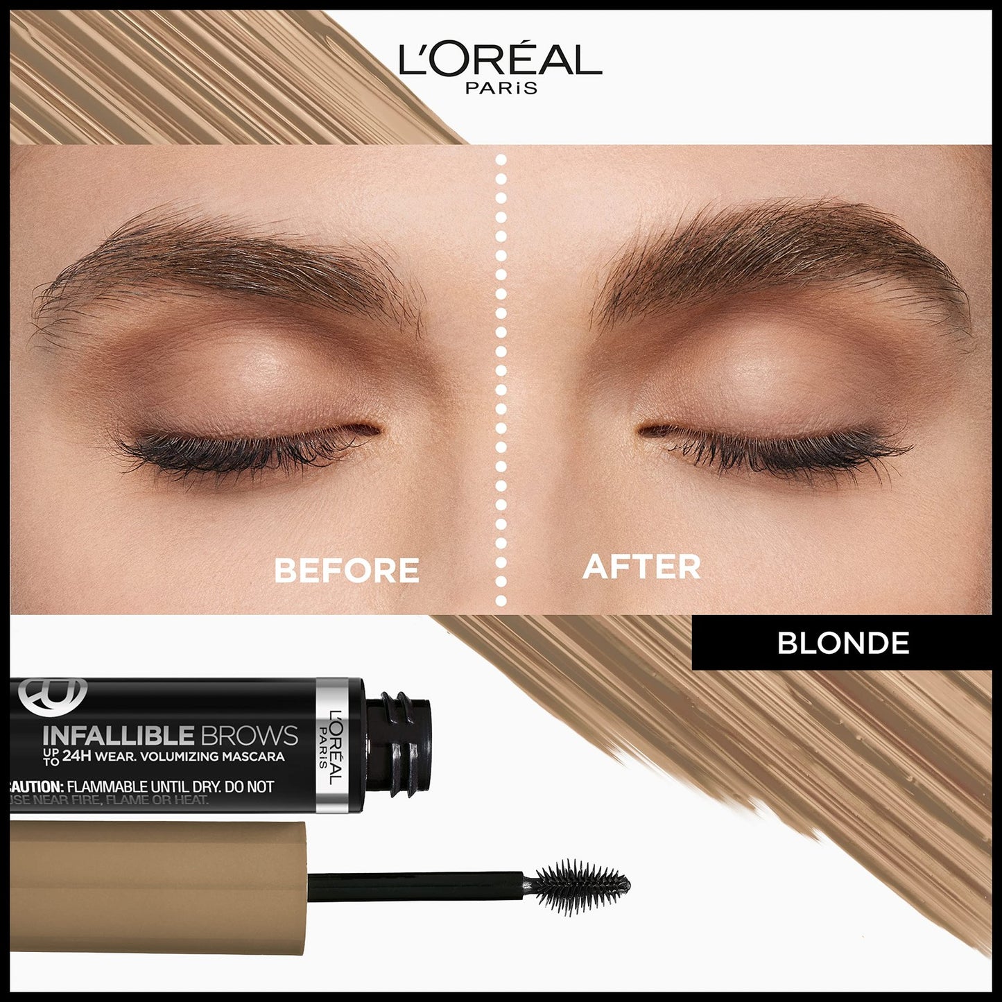 L’Oréal Infallible Volumizing 24H Wear Brow Mascara, 7.0 Blonde, 0.13 Fl Oz