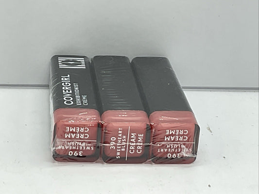3 PACK - Covergirl Exhibitionist Creme Lipstick Lip Color - 390 Sweetheart Blush