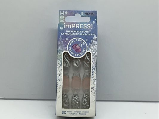 KISS Impress Press-On Nails Silver Coffin - Medium 30 Count