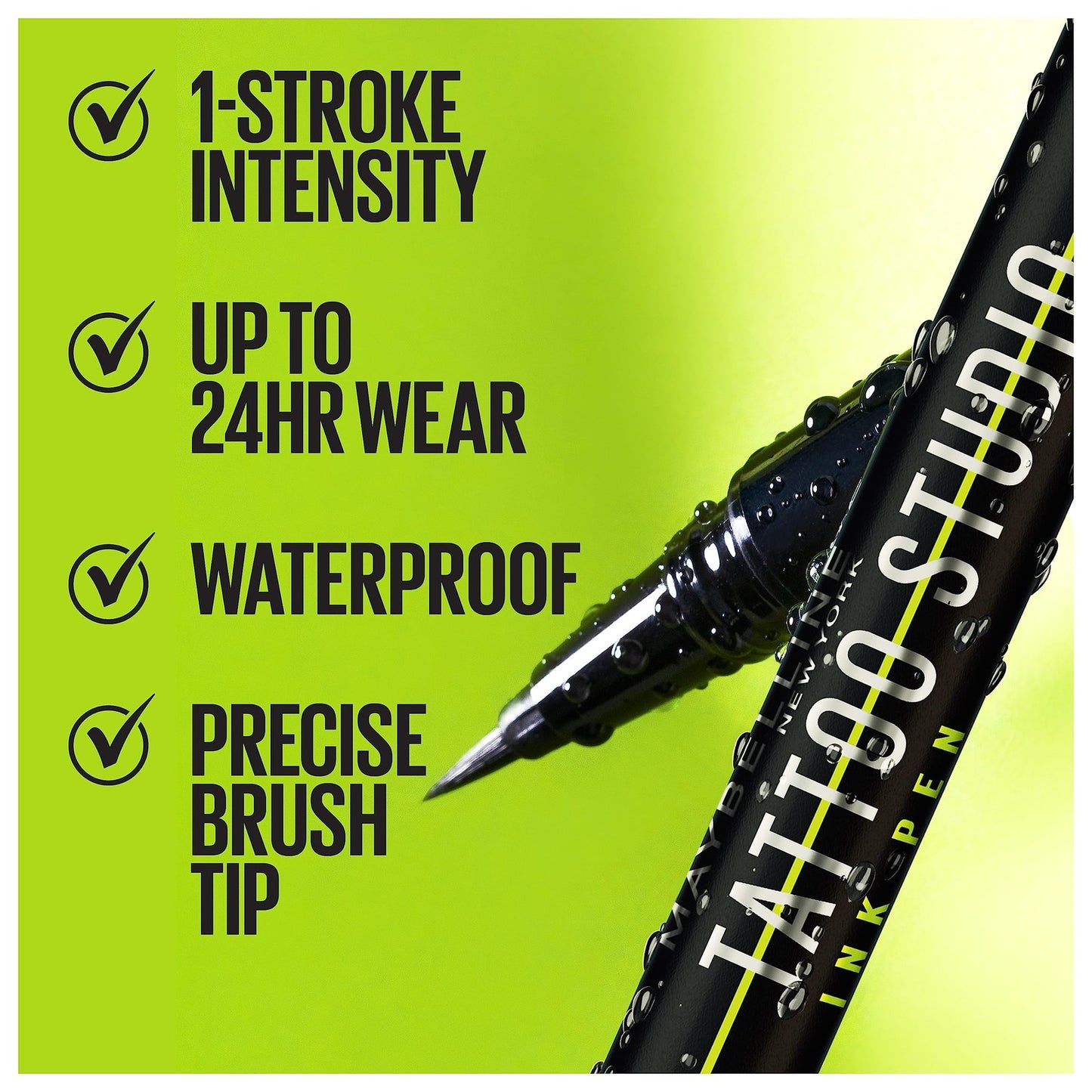 3 PACK - Maybelline Tattoo Studio Liquid Eyeliner Ink Pen - 881 Matte Black