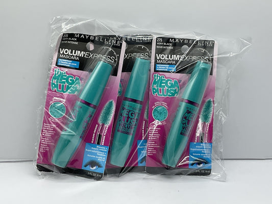 3 Pack Maybelline Volum' Express The Mega Plush Mascara 275 Very Black
