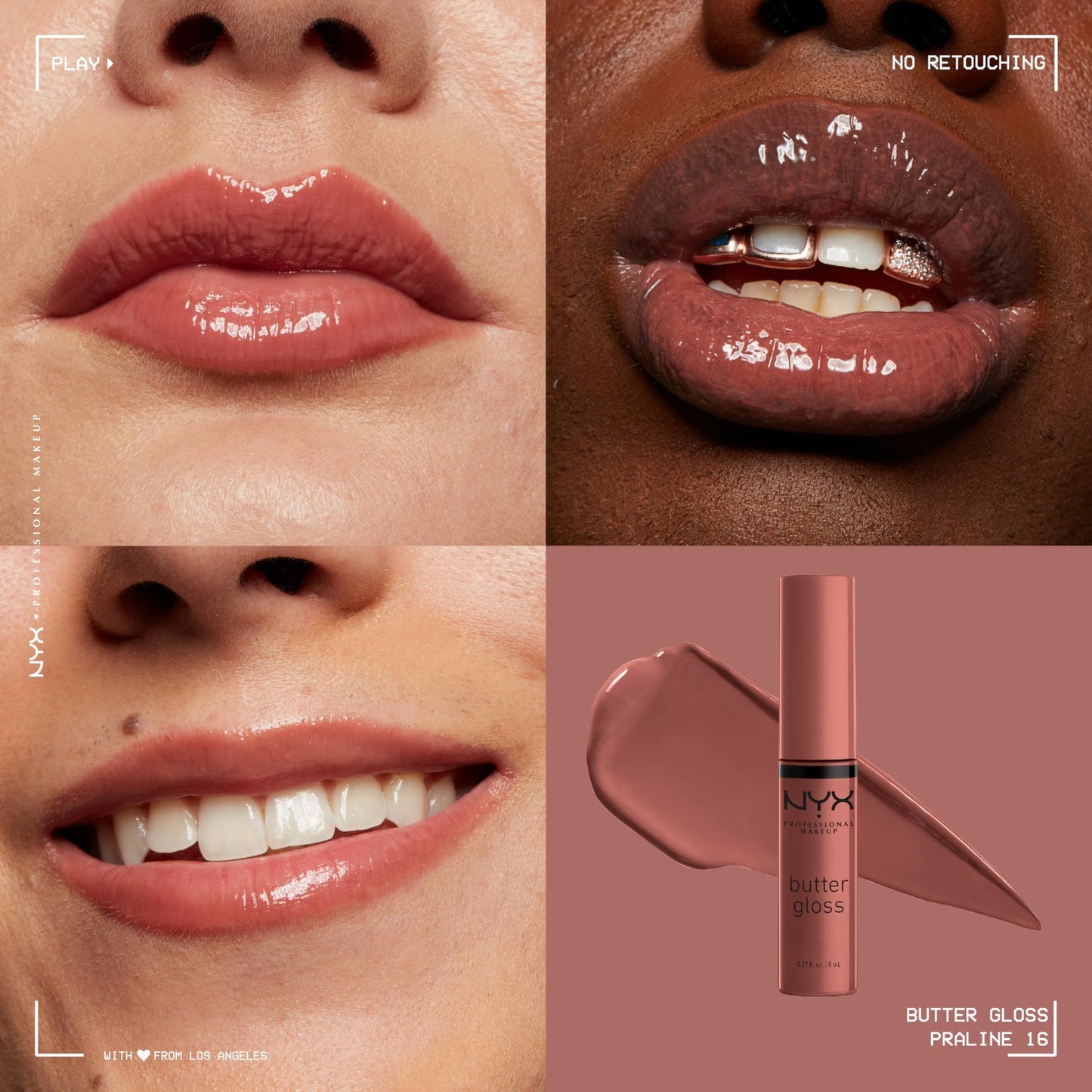 NYX PROFESSIONAL MAKEUP Butter Non-Sticky Lip Gloss BLG16 Praline