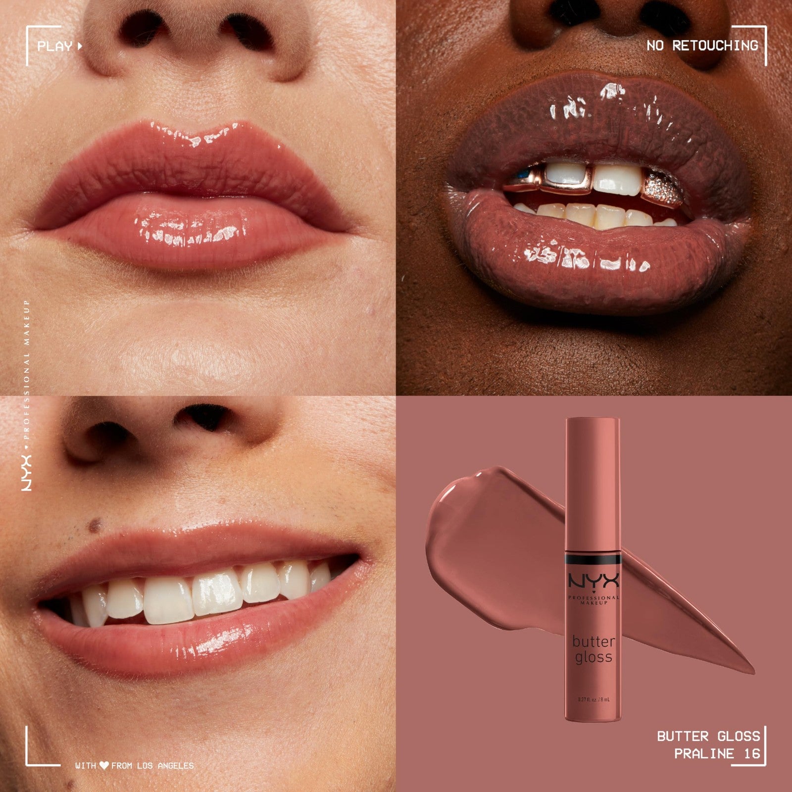 NYX PROFESSIONAL MAKEUP Butter Non-Sticky Lip Gloss BLG16 Praline