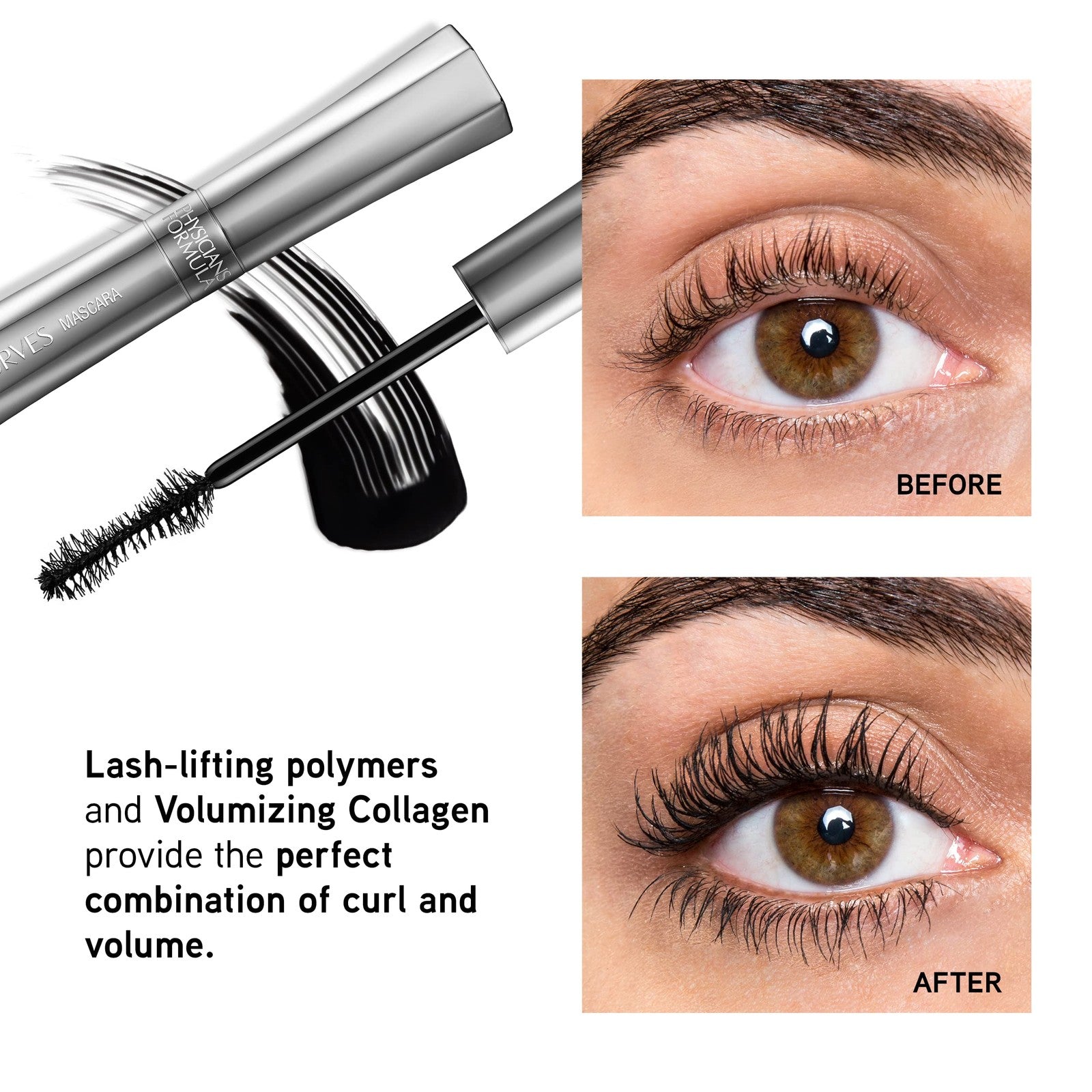 Volumizing Mascara with Curling Polymers and Nourishing Peptides 0.28oz - Black