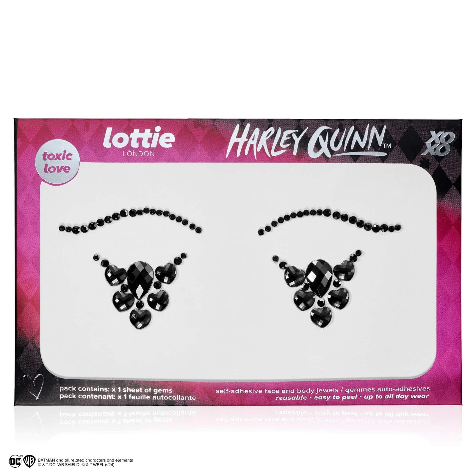 Lottie London Harley Quinn Face & Body Jewels Toxic Love Adhesives