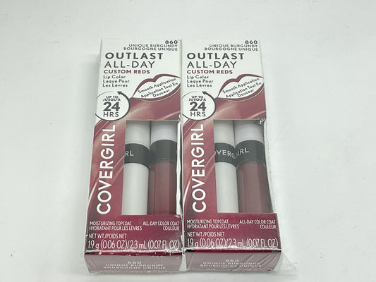 2 PACK - COVERGIRL Outlast All-Day Lip Color Custom Reds, 860 Unique Burgundy