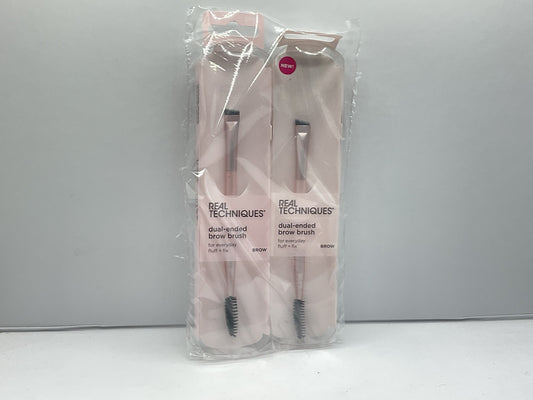 2 PACK - Real Techniques Dual-Ended Brow Brush, For Shaping & Filling Eyebrows