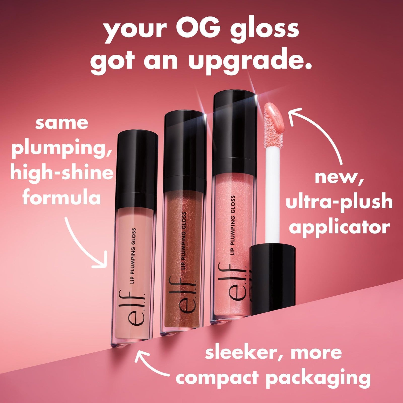 2 PACK - e.l.f. Lip Plumping Gloss High-Shine Sheer Color - PINK COSMO