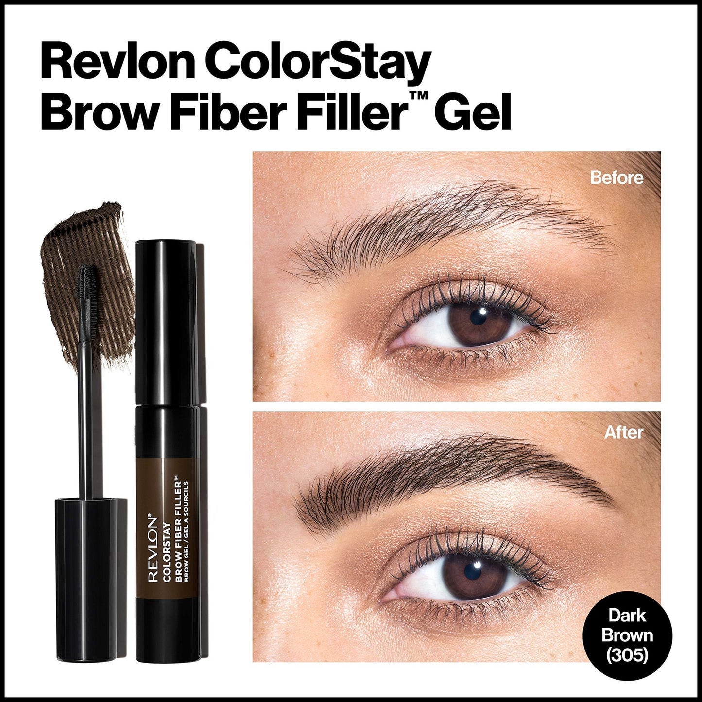 2 Pack - Revlon ColorStay Fiber Filler Brow Gel - 305 Dark Brown