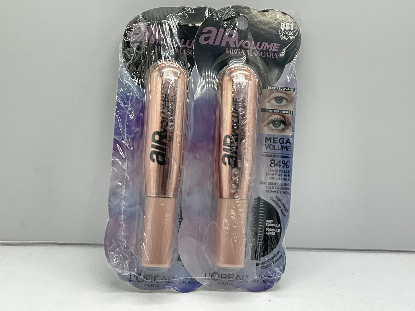 2 PACK - L’Ooreal Air Volume Mega Mascara 0.3 fl oz - 851 BLACk
