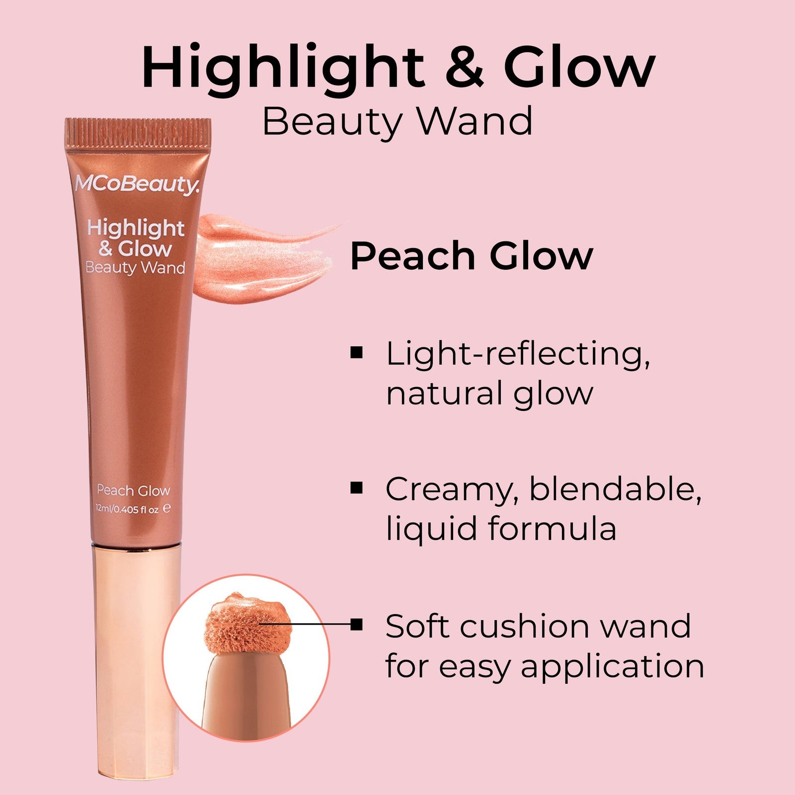 MCoBeauty Highlight & Glow Beauty Wand - MCW319 Peach Glow