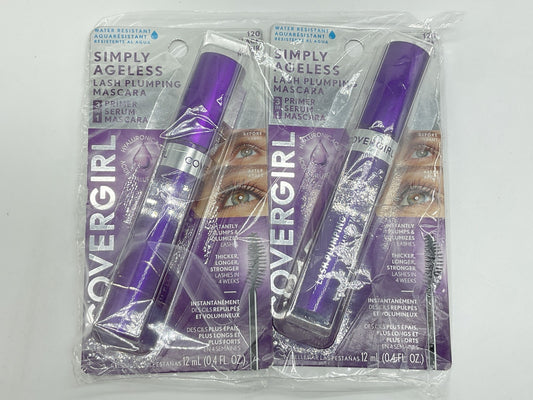 2 PACK - Covergirl Simply Ageless 3-in-1 Waterproof Mascara-#120 BLACK