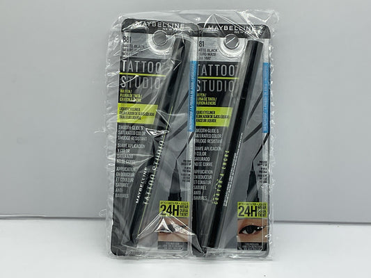 2 PACK - Maybelline Tattoo Studio Liquid Eyeliner Ink Pen - 881 Matte Black