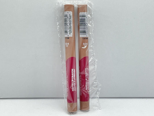 2 PACK - L'Oreal Matte Lip Crayon #504 Toffee Cheri
