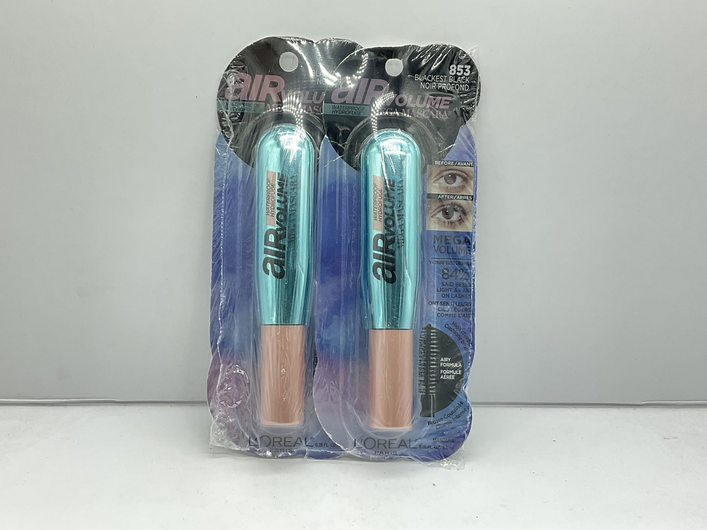 2 PACK - L’oreal Air Volume Mega Waterproof Mascara - 853 Blackest Black
