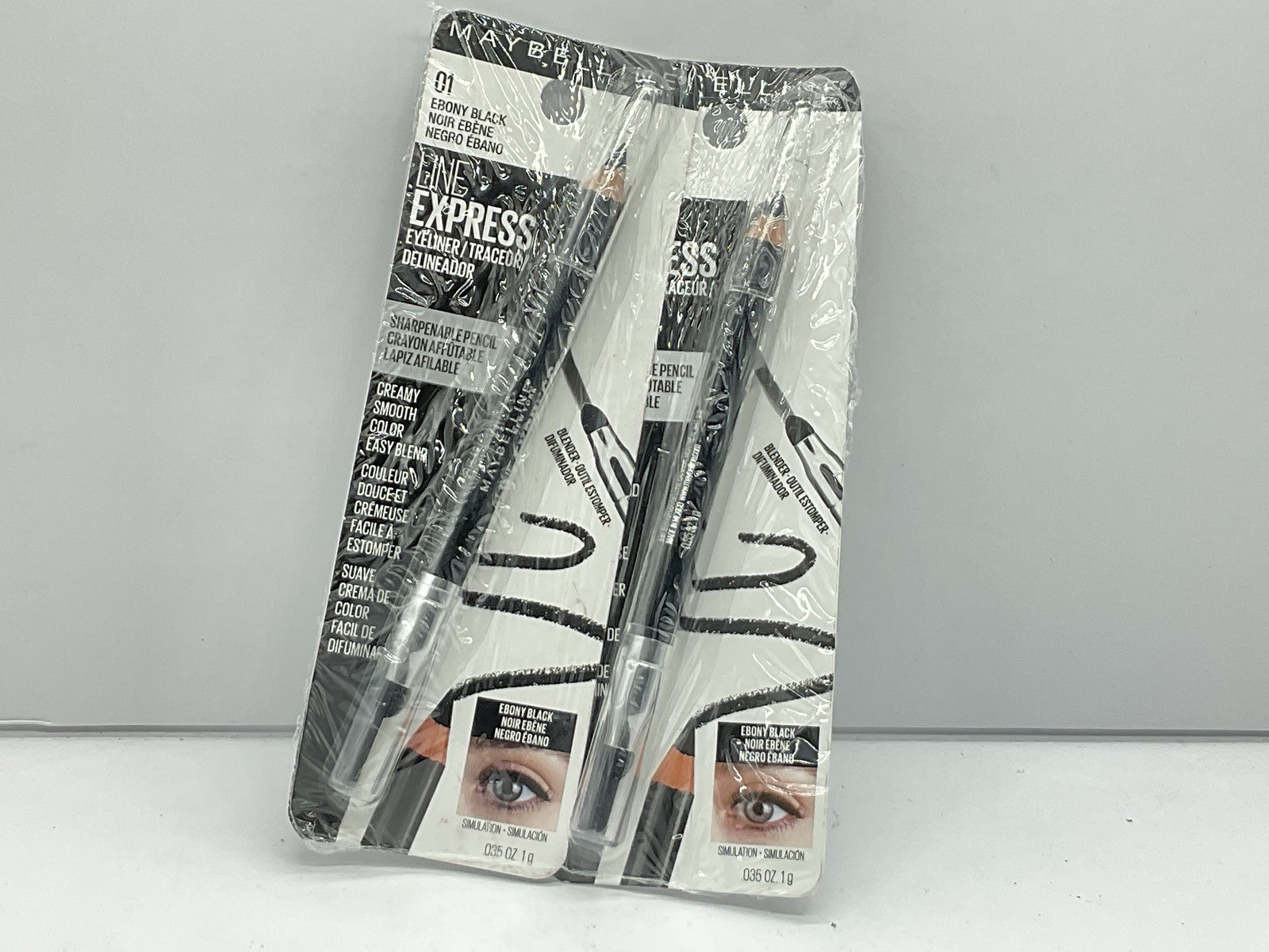 2 Pack - Maybelline New York Eyeliner Pencil 0.035 oz - Ebony Black