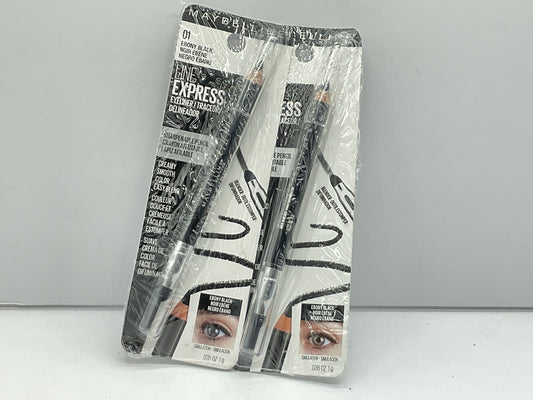 2 Pack - Maybelline New York Eyeliner Pencil 0.035 oz - Ebony Black