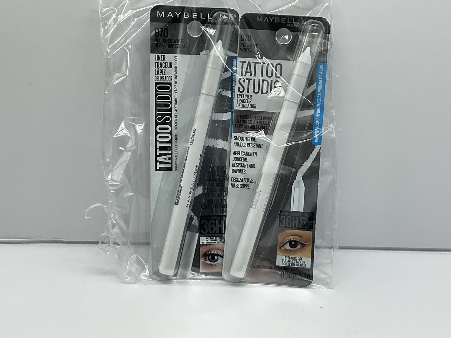 2 Pack - Maybelline TattooStudio Waterproof Eyeliner,970 Polished White
