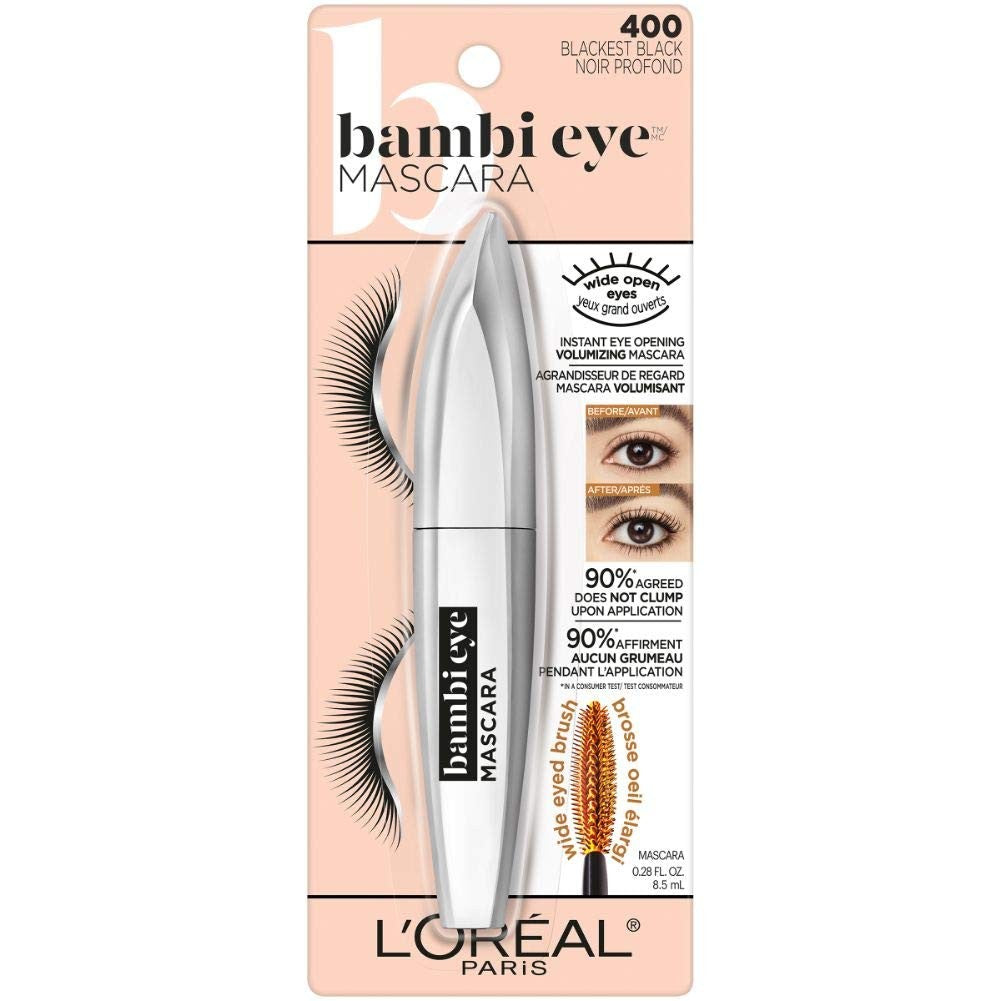 2 Pack L'Oreal Bambi Eye Mascara #400 Blackest Black (M3000)