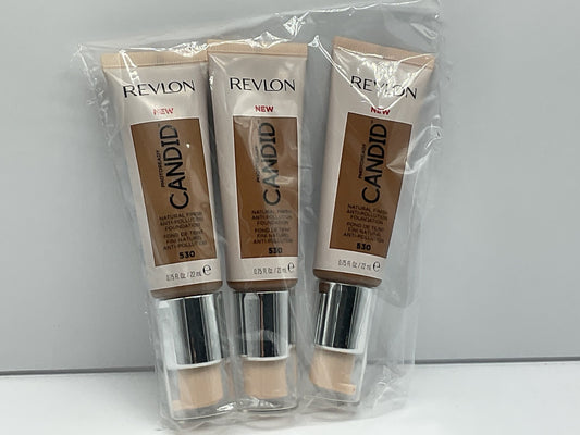 3 PACK - Revlon Photoready Candid Natural Finish Foundation 530 Pecan