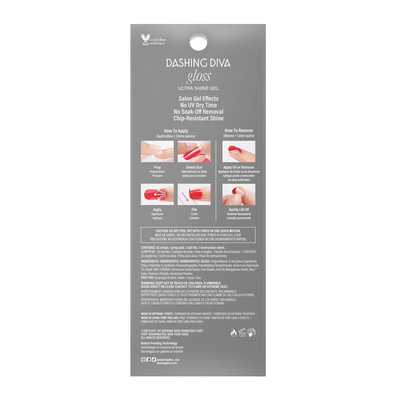 Dashing Diva Gloss Nail Strips Tree Skirt UV Free Chip Resistant - 32 Nail Wraps