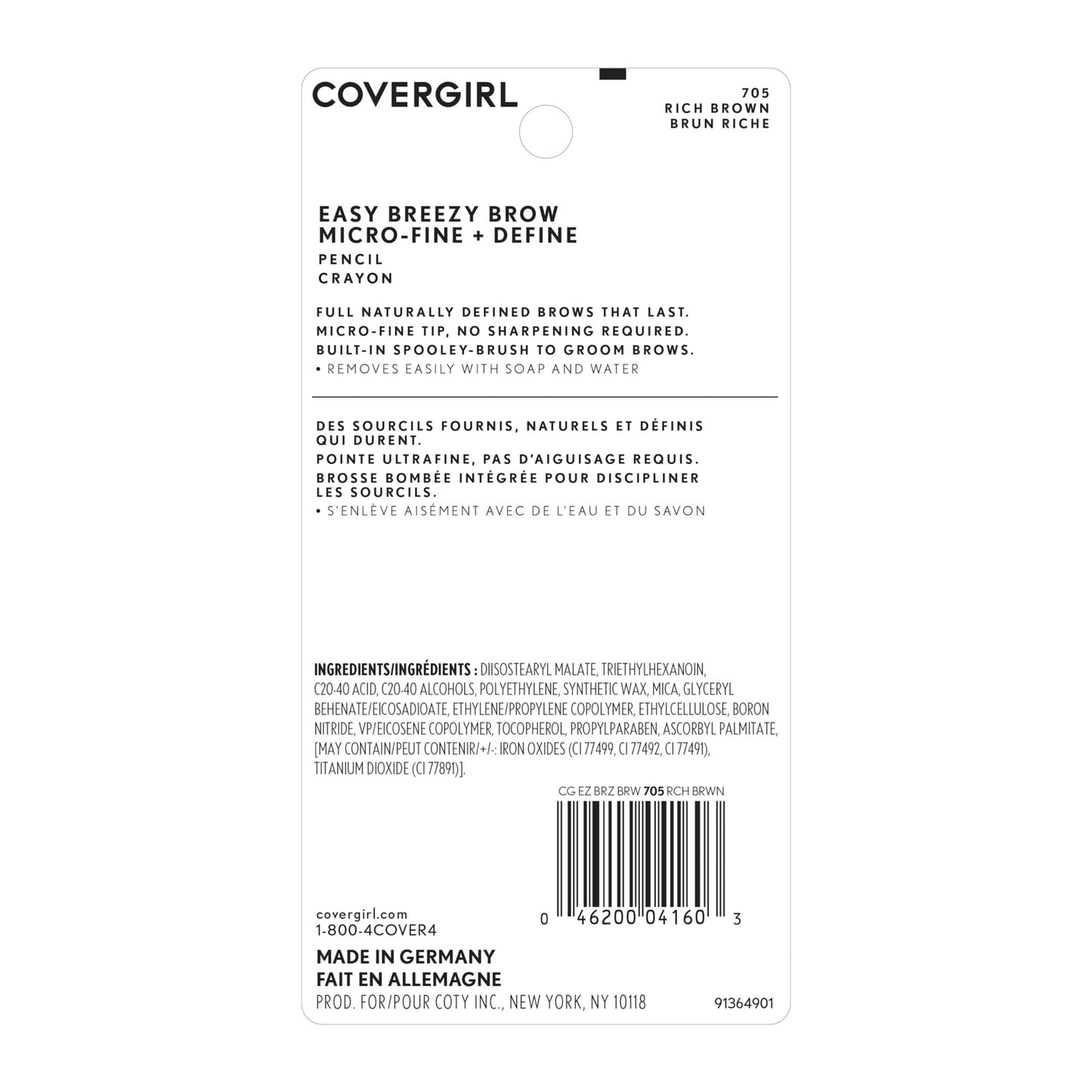 2 Pack - Covergirl Easy Breezy Brow Micro-Fine & Define Pencil - 705 Rich Brown
