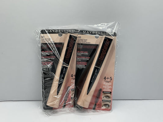 2 PK MAYBELLINE Total Temptation Mascara - #601 Blackest Black - 0.27 Fl Oz Ea.