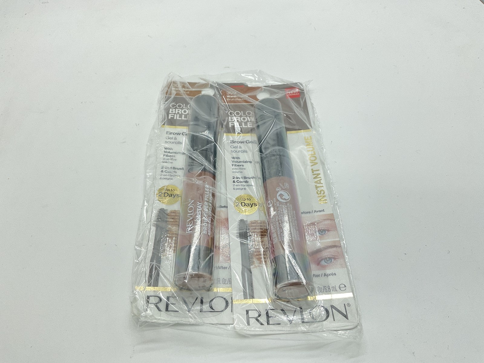 2 PACK - Revlon Colorstay Brow Fiber Filler Brow Gel - 302 Warm Brown