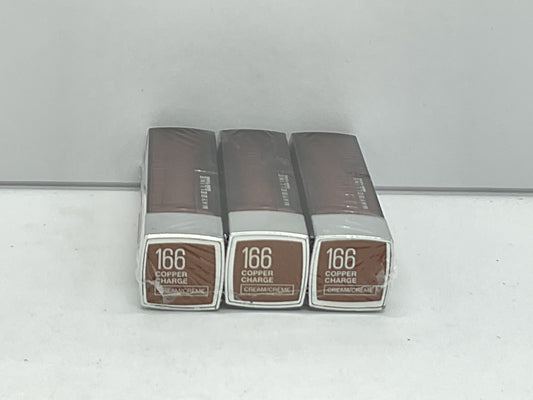 3 PACK - Maybelline Color Sensational Lipstick Cream Finish - 166 Copper Charge